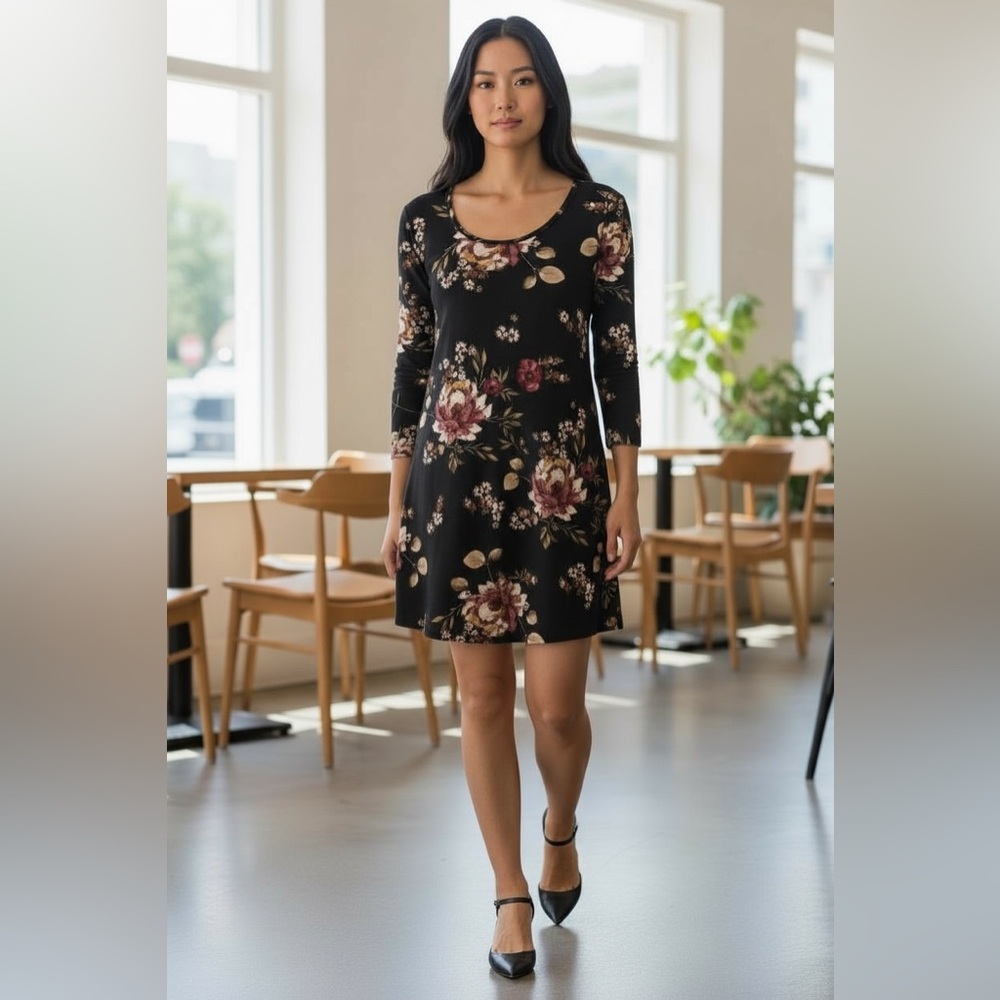 Floral Black Dress Size 1X
